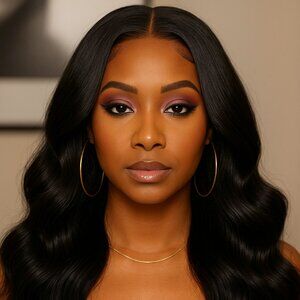 22” Body Wave Glueless Lace Wig – 100% Brazilian Virgin Human Hair, Pre-Plucked